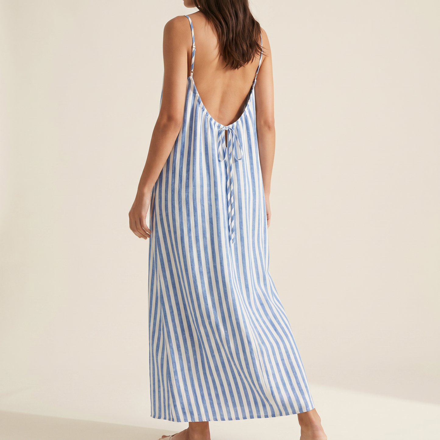 Patterned Low Backless Flow Dress