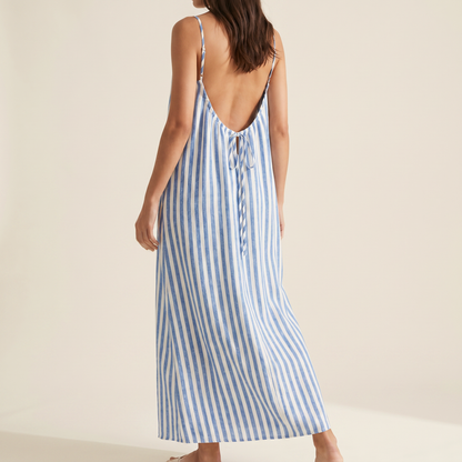 Patterned Low Backless Flow Dress