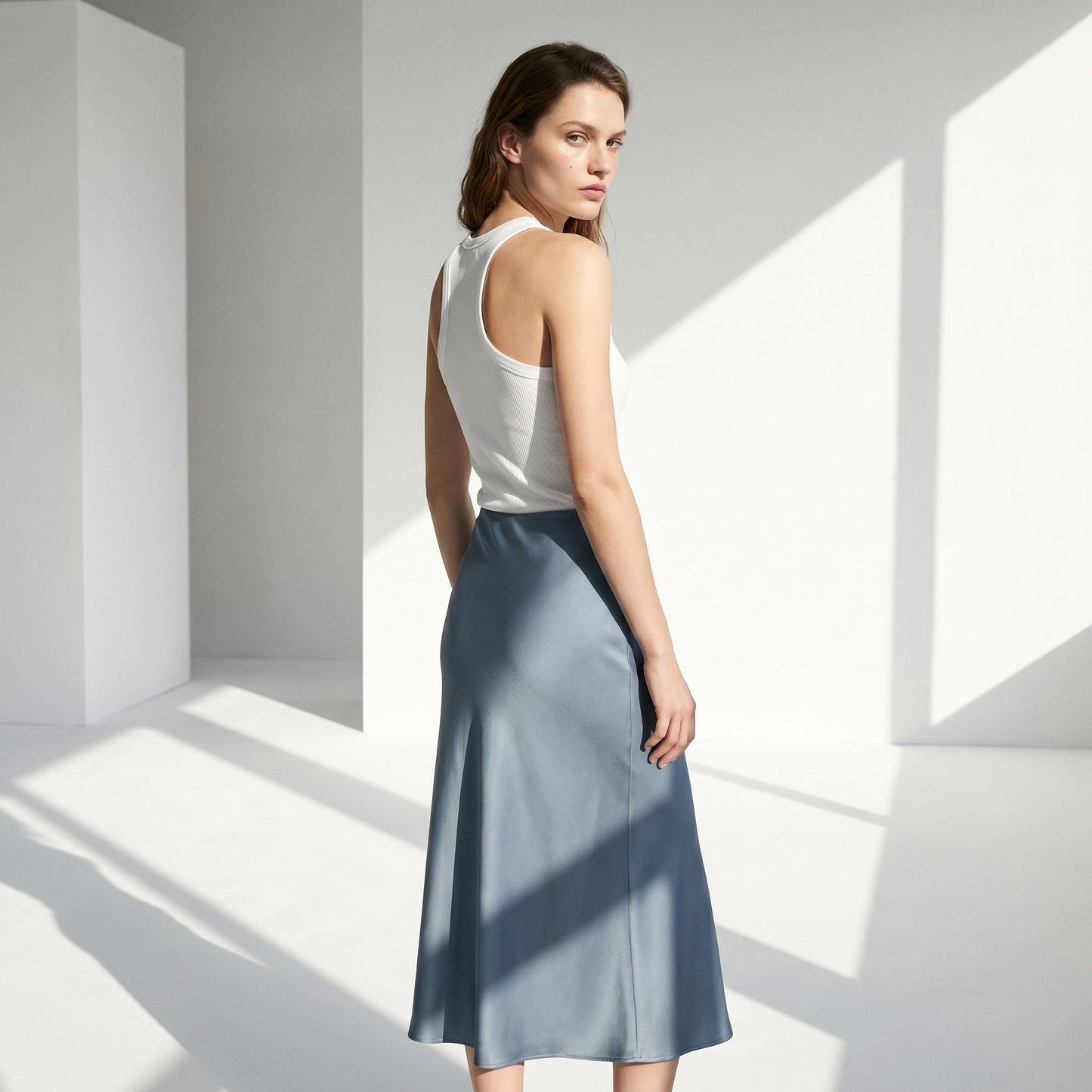 Flowy Satin Skirt