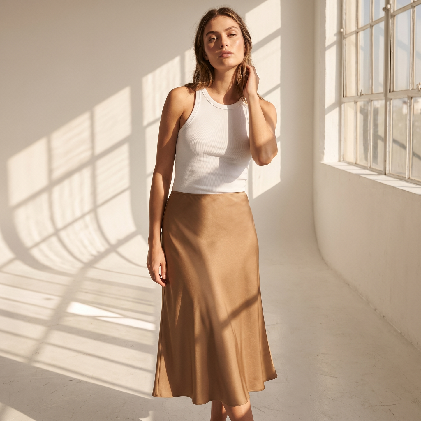 Flowy Satin Skirt
